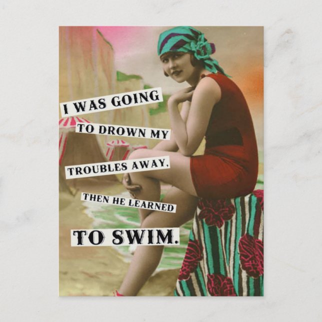 Cartão Postal Cartaz de foto da Vintage Beach (Frente)