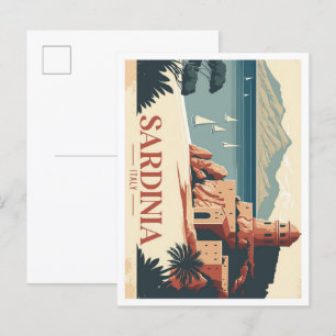 Cartão Postal Cartaz de Ilustração da Viagens vintage na Sardenh