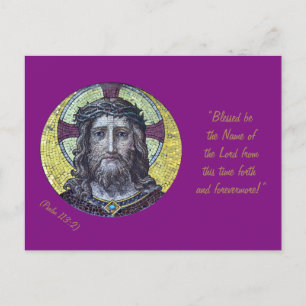 Cartão Postal Cartaz de Jesus Cristo e Oração "Salmo 113:2 Abenç