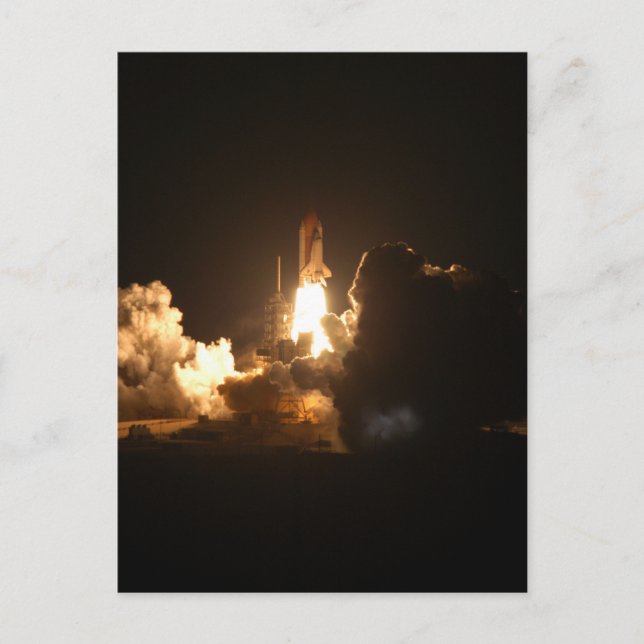 Cartão Postal Cartaz de Lançamento Noturno do Ônibus Espacial (Frente)