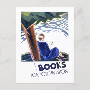 Cartão Postal Cartaz de Leitura "Livros para suas Férias" Vintag