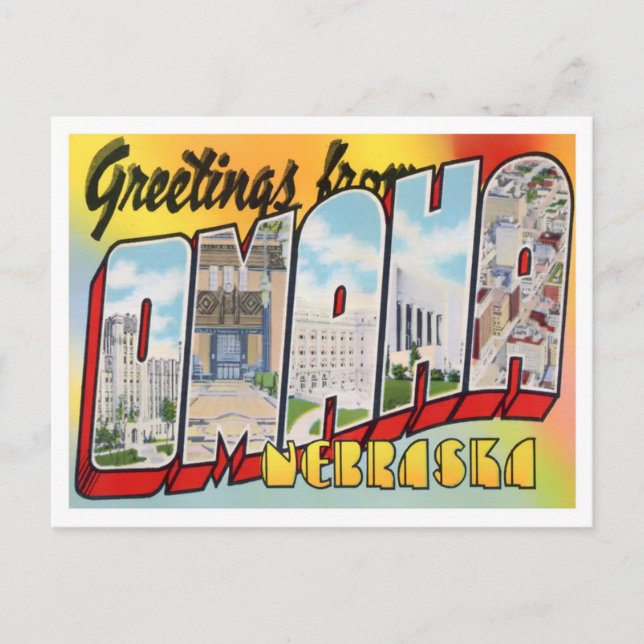 Cartão Postal Cartaz de Letras Grandes de Omaha, Nebraska (Frente)