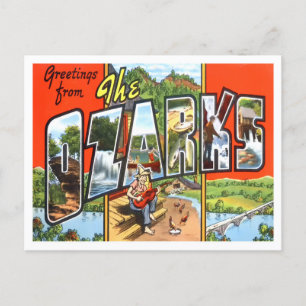 Cartão Postal Cartaz de Letras Grandes e Vintage de Ozarks