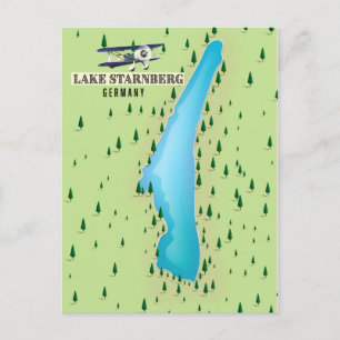 Cartão Postal Cartaz de mapa estilo vintage do Lago Starnberg Al