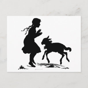 Cartão Postal Cartaz de moça e cordeiro