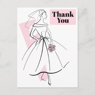 Cartão Postal Cartaz de Moda Rosa Obrigado