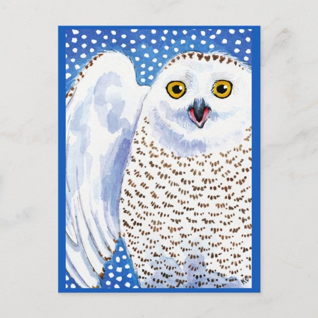 Cartão Postal Cartaz de Natal Snowy Owl Winter (Frente)