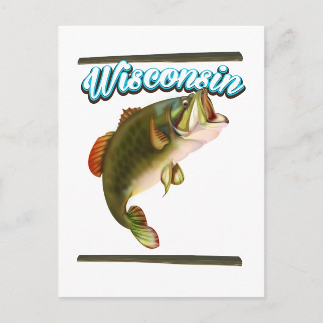 Cartão Postal cartaz de pesca de Wisconsin (Frente)