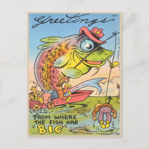 Cartão Postal Cartaz de Pesca Engraçado Cartografia de Pescador