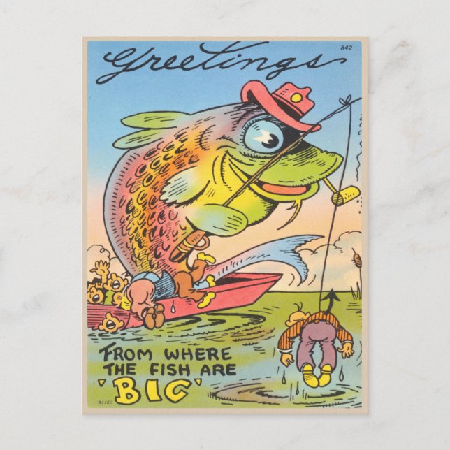 Cartão Postal Cartaz de Pesca Engraçado Cartografia de Pescador (Frente)