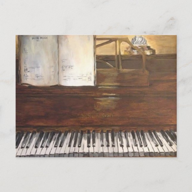 Cartão Postal Cartaz de pintura em piano por Willowcatdesigns (Frente)