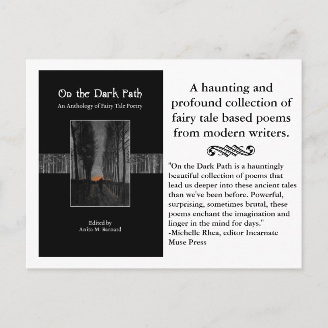 Cartão Postal Cartaz de Poesia da Fada do Caminho Negro (Frente)