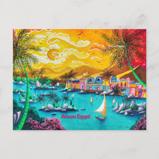 Cartão Postal Cartaz de Pop de arte da aldeia nubian Aswan Egypt