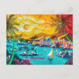 Cartão Postal Cartaz de Pop de arte da aldeia nubian Aswan Egypt