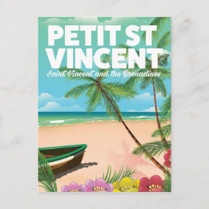 Cartão Postal Cartaz de praia estilo vintage de Petit Saint Vinc