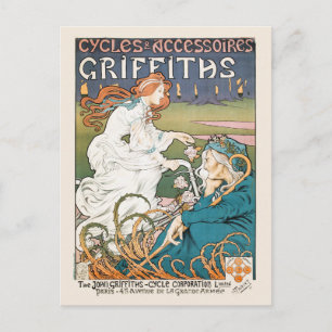Cartão Postal Cartaz de propaganda de bicicleta antiga França 18