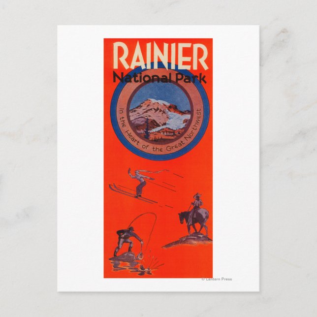 Cartão Postal Cartaz de propaganda do Monte Rainier (Frente)