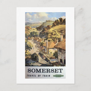 Cartão Postal Cartaz de publicidade vintage de Somerset de trem 