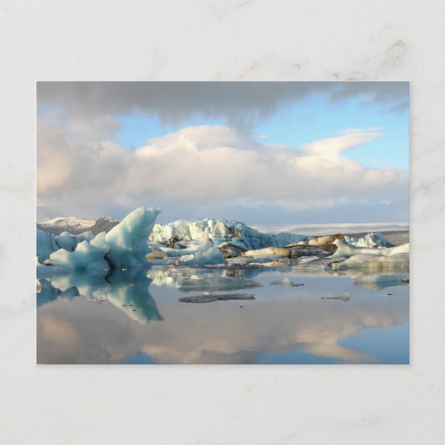 Cartão Postal Cartaz de reflexão do lago Jokulsarlon iceberg (Frente)