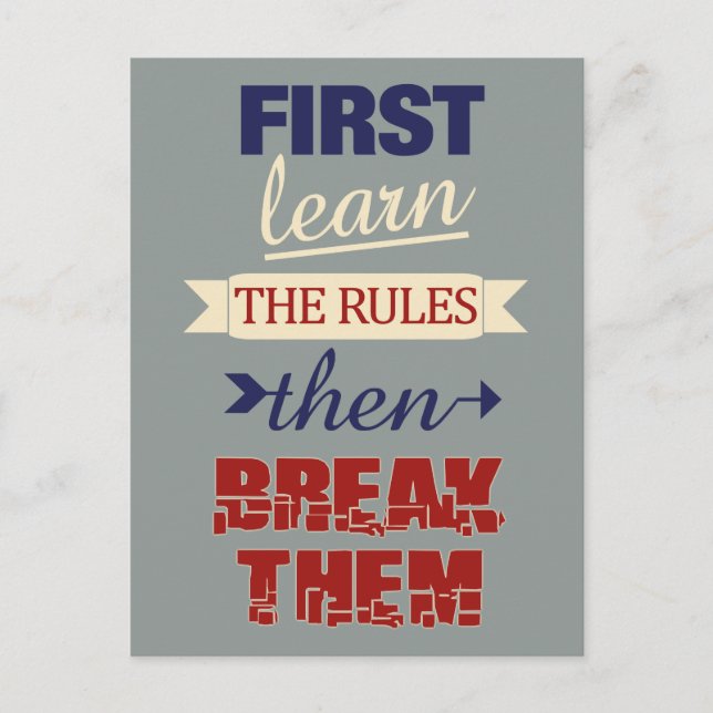 Cartão Postal Cartaz de Regras de Quebra (Frente)