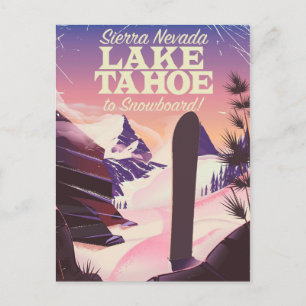 Cartão Postal Cartaz de Snowboarding do Lago Tahoe Sierra Nevada