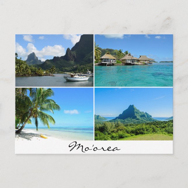 Cartão Postal Cartaz de texto de colagem de paisagens de Moorea (Frente)