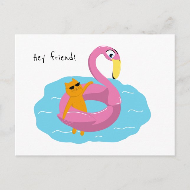 Cartão Postal Cartaz de verão com gato (Frente)