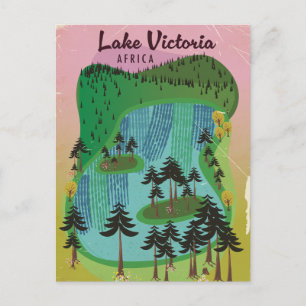 Cartão Postal Cartaz de viagem africano do Lago Vitória