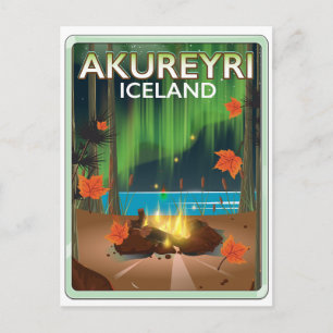 Cartão Postal Cartaz de viagem Akureyri Islândia