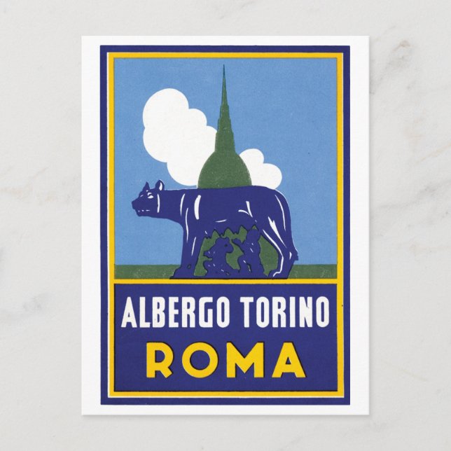 Cartão Postal Cartaz de Viagem Albergo Torino Roma (Frente)