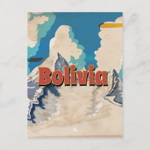Cartão Postal Cartaz de Viagem Antigo da Bolívia