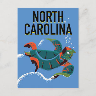 Cartão Postal Cartaz de viagem antigo da Carolina do Norte.