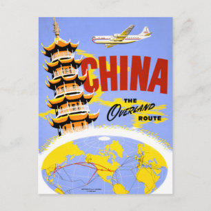 Cartão Postal Cartaz de Viagem Antigo da China Restaurado