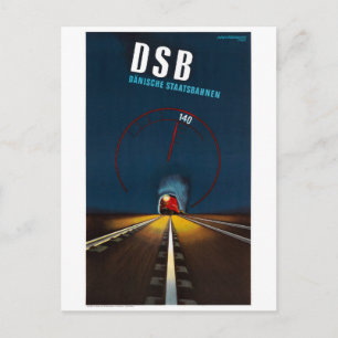 Cartão Postal Cartaz de Viagem Antigo da Dinamarca Restaurado