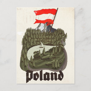 Cartão Postal Cartaz de Viagem Antigo da Polônia
