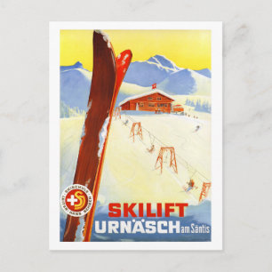 Cartão Postal Cartaz de Viagem Antigo da Suíça Restaurado