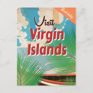 Cartão Postal Cartaz de viagem antigo das Ilhas Virgens