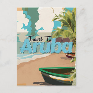 Cartão Postal Cartaz de Viagem Antigo de Aruba.