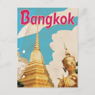 Cartão Postal Cartaz de Viagem Antigo de Banguecoque