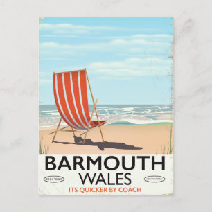Cartão Postal Cartaz de viagem antigo de Barmouth North Wales