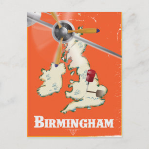 Cartão Postal Cartaz de Viagem Antigo de Birmingham
