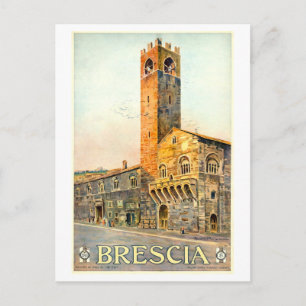 Cartão Postal Cartaz de Viagem Antigo de Brescia, Itália