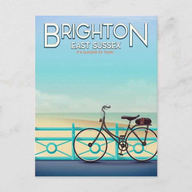 Cartão Postal Cartaz de viagem antigo de Brighton, East Sussex. (Frente)