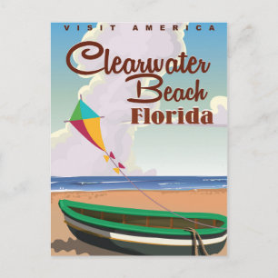 Cartão Postal Cartaz de viagem antigo de Clearwater Beach, Flóri