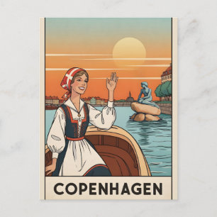 Cartão Postal Cartaz de viagem antigo de Copenhague, Dinamarca,