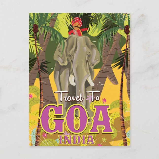 Cartão Postal Cartaz de viagem antigo de Goa Índia (Frente)