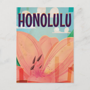 Cartão Postal cartaz de viagem antigo de honolulu