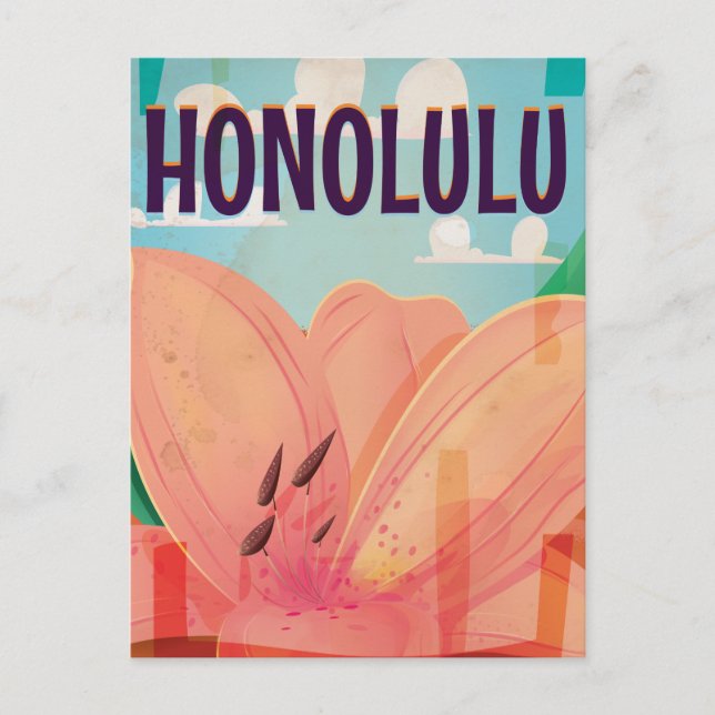 Cartão Postal cartaz de viagem antigo de honolulu (Frente)