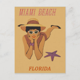 Cartão Postal Cartaz de Viagem Antigo de Miami Beach Flórida
