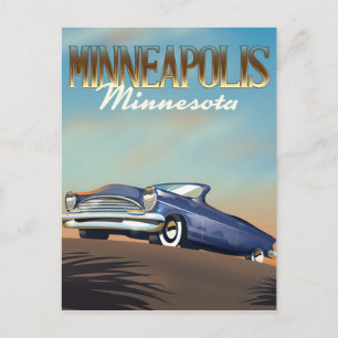 Cartão Postal Cartaz de viagem antigo de Minneapolis, Minnesota